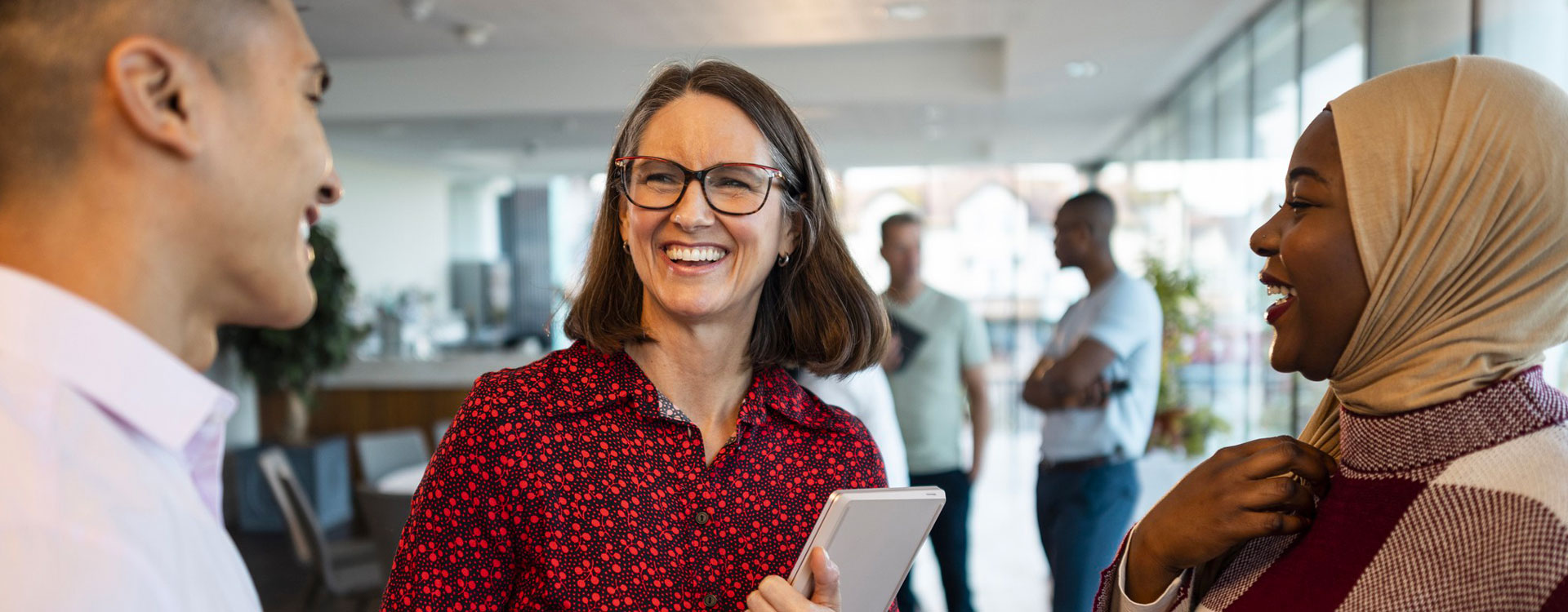 People talking at a conference